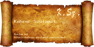 Kehrer Szulamit névjegykártya
